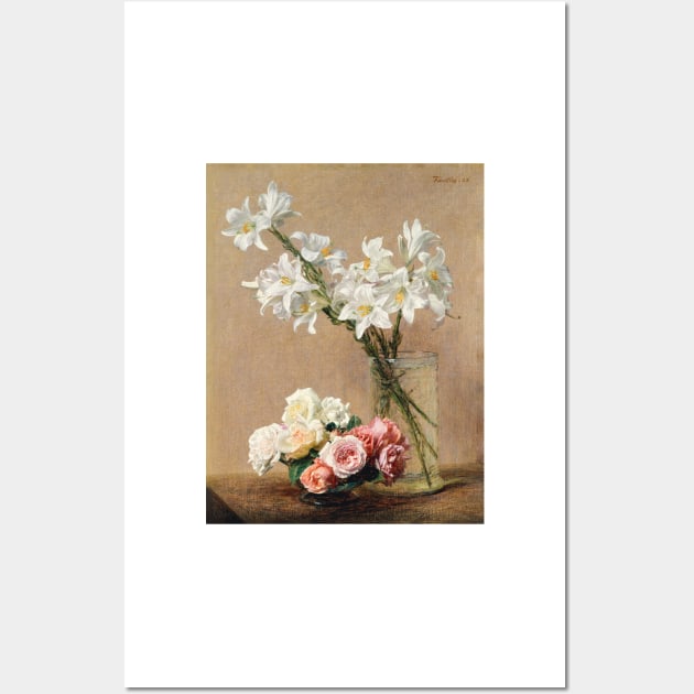 Roses and Lilies (1888) in high resolution by Henri Fantin–Latour Wall Art by T-SHIRT-2020